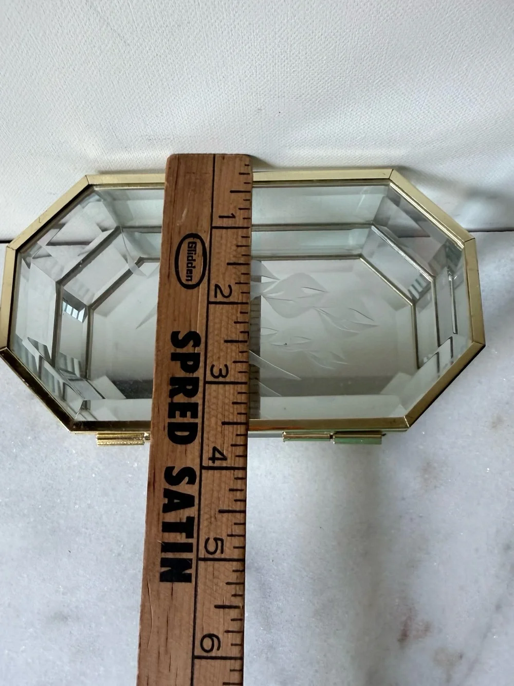 Glass and Brass Display Jewelry Case - Gold Finish, vintage